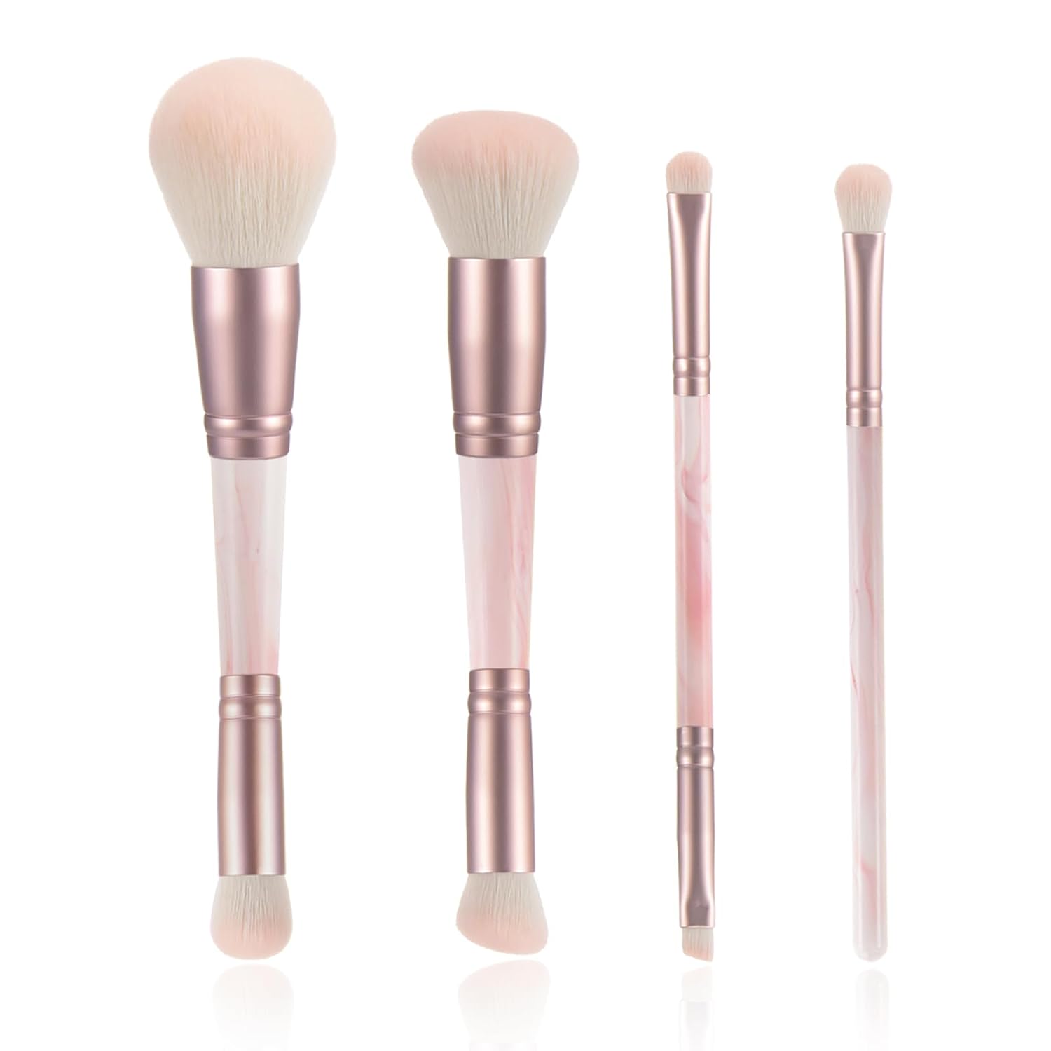 Dual-Ended Beauty Brush Set, 4 Pieces, Pink