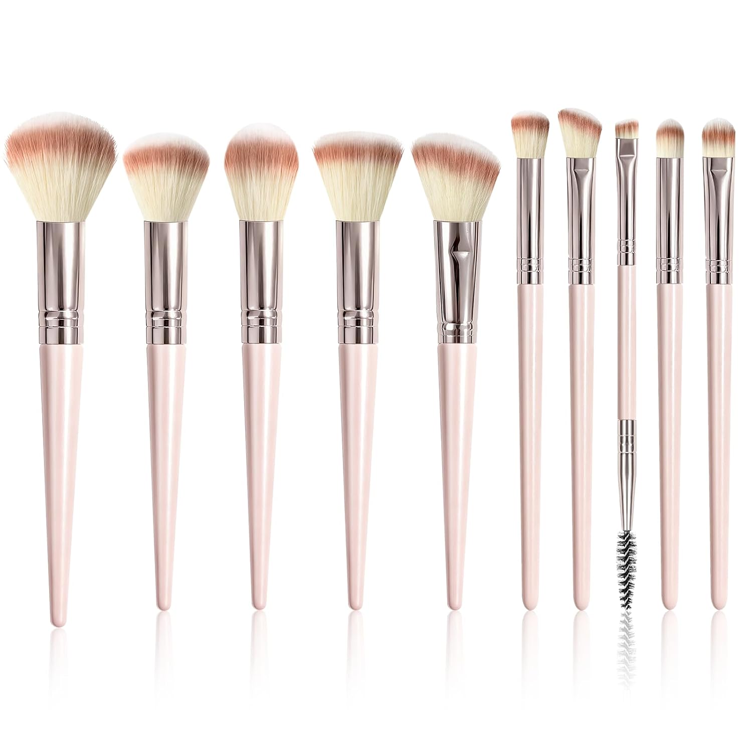 Beauty Brush Set, 10 Pieces, Pink