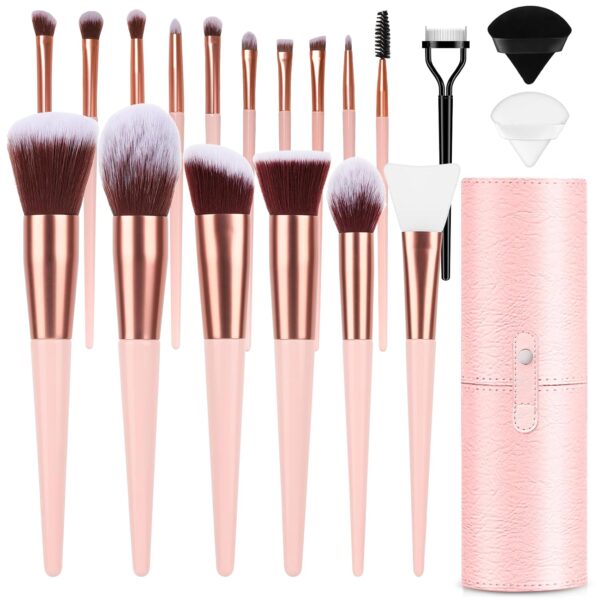 Beauty Brush Set, 17 Pieces, Pink Case