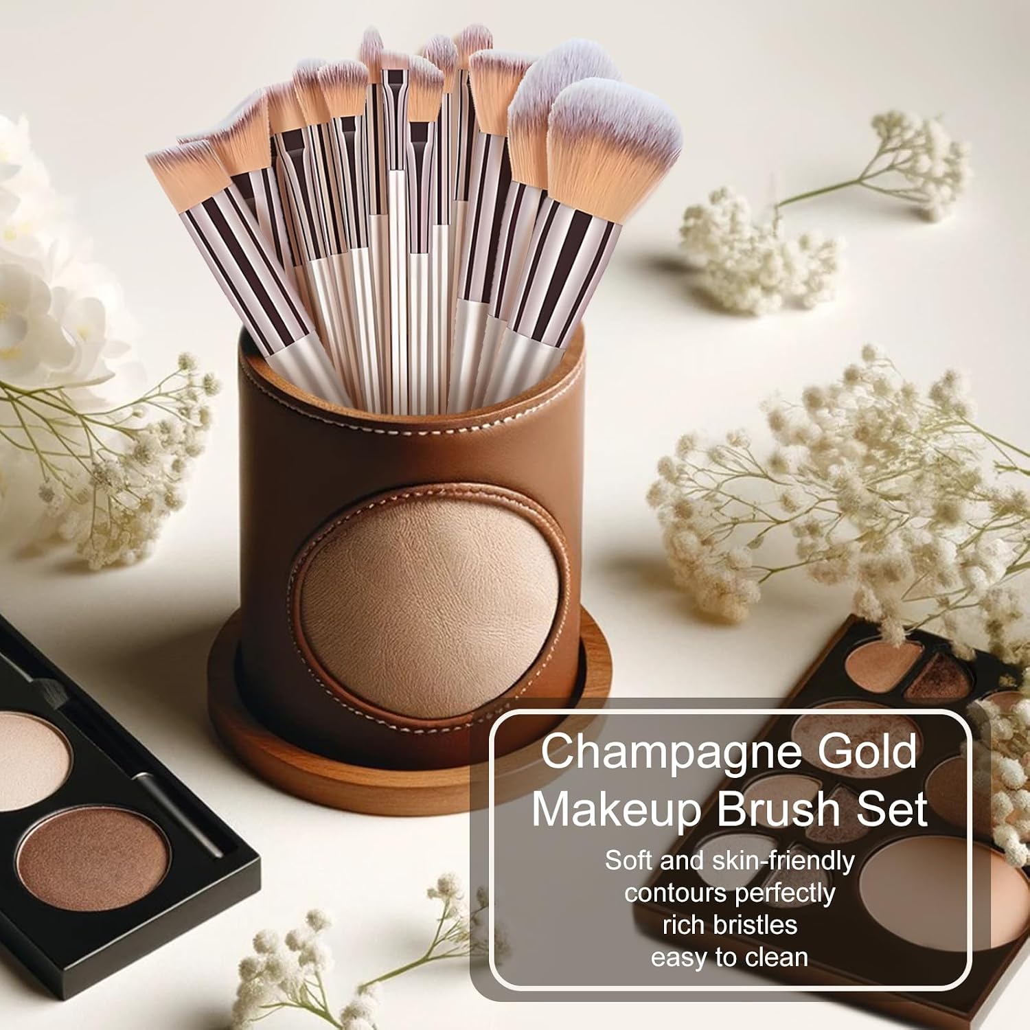 Beauty Brush Set, 14 Pieces, Synthetic Bristles - Image 2