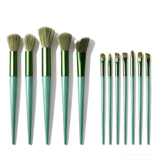 Beauty Brush Set, 13 Pieces, Green