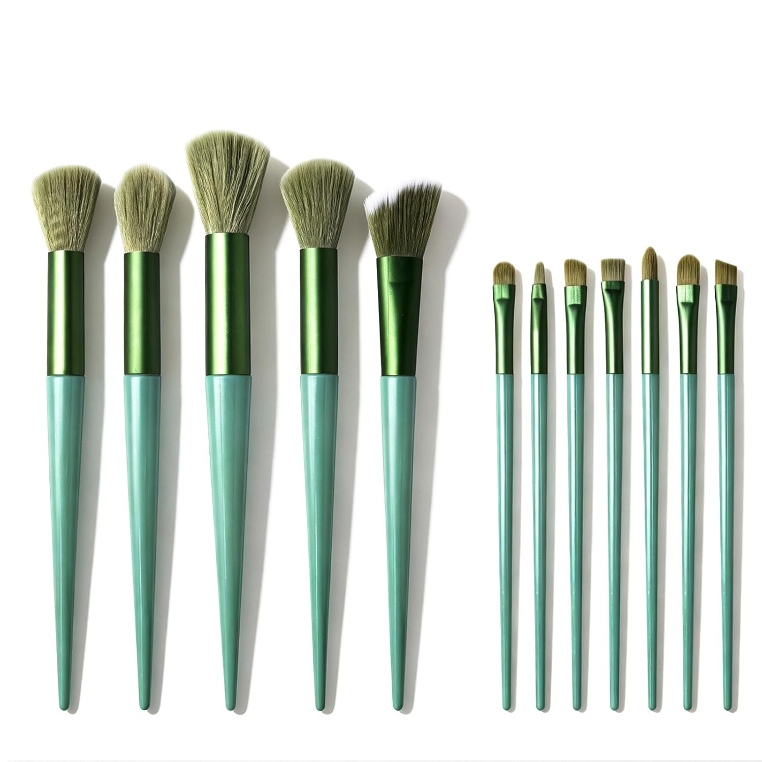 Beauty Brush Set, 13 Pieces, Green
