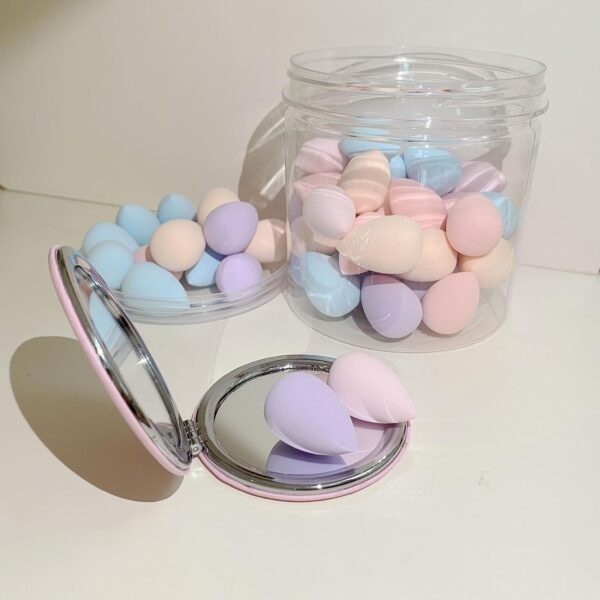 Mini Beauty Sponge Set, 50 Pieces, with Mirror